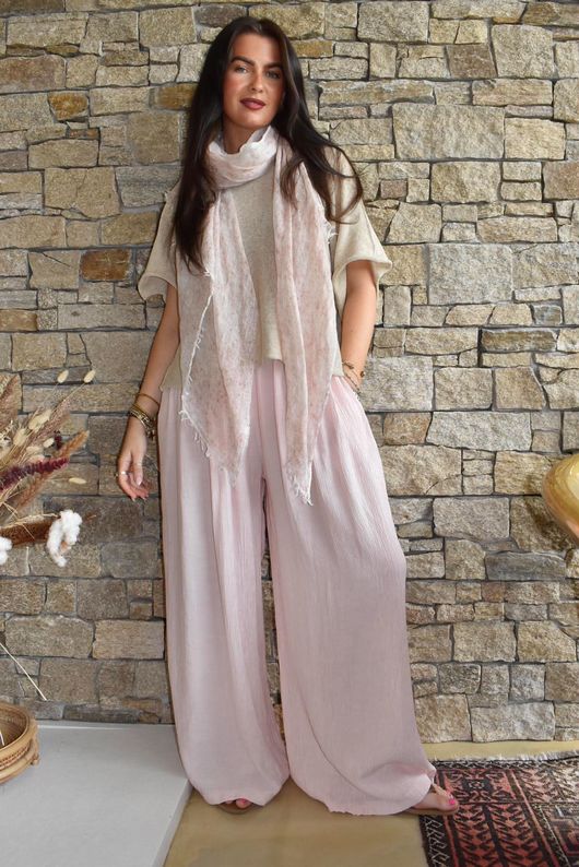 Cyril Crinkelle Wide Leg Pant Seashell